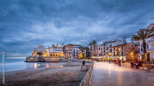 Sitges is a town near Barcelona in Catalunya, Spain. It is famous for its beaches and nightlife.