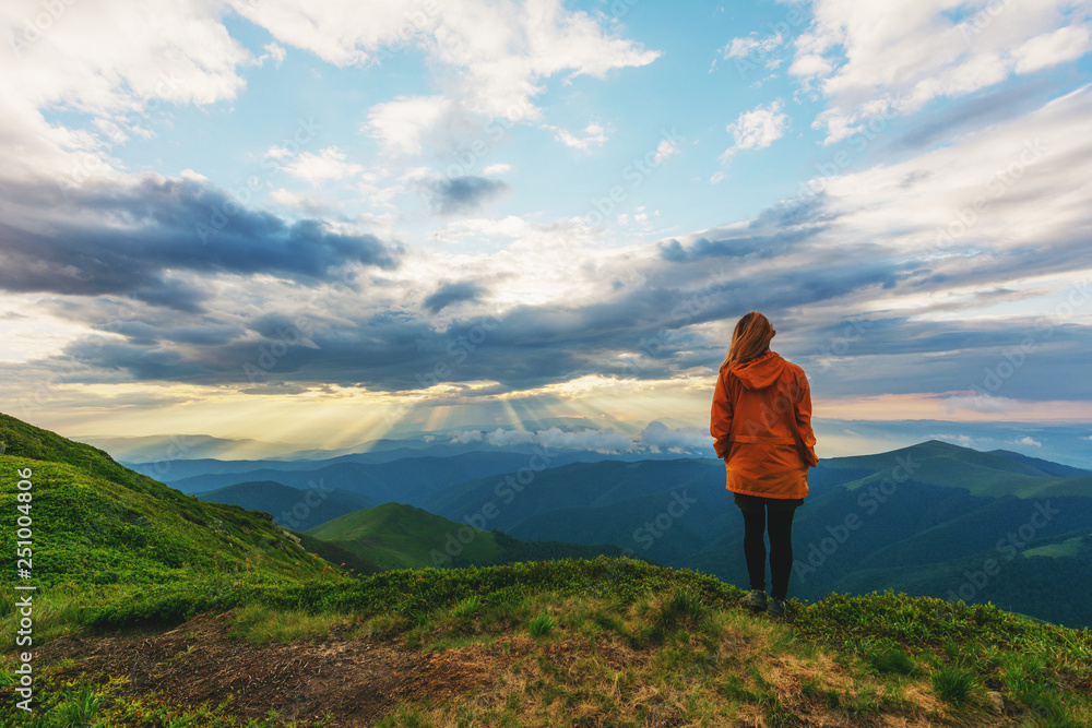 A wonderful summer vacation with fantastic landscapes in the Ukrainian Carpathians on the Borzhava ridge, with a dramatic storm and a traveling girl.