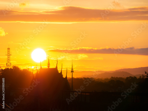 Silhouette of The Church behind The Sun Rise