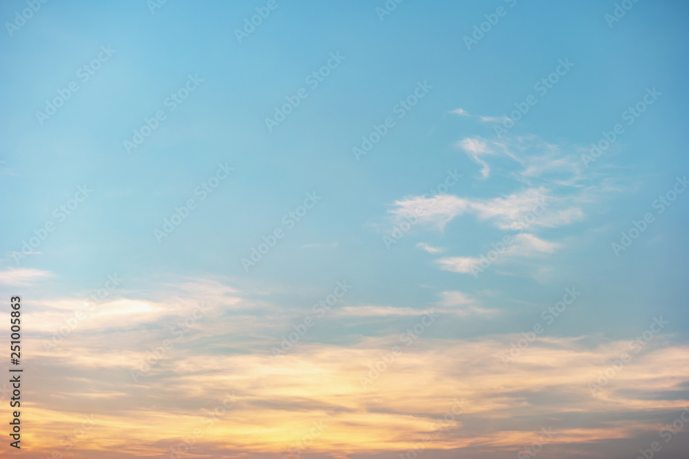 Dramatic sky and clouds in twilight time after sunset for nature background.