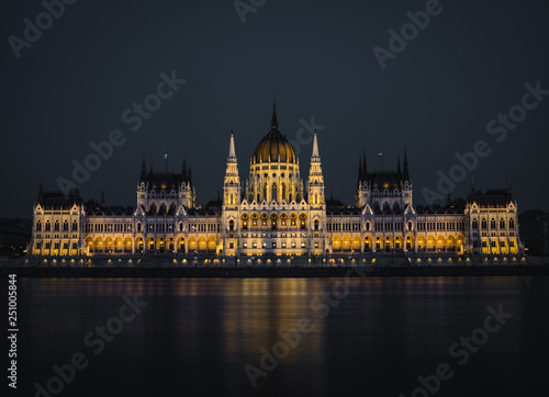 Hungarian Parliament in Budapest Night