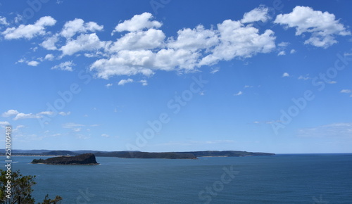 View of Lion Island, Broken Bay and Central Coast in the background from West Head (Ku-ring-gai Chase National Park, NSW, Australia)