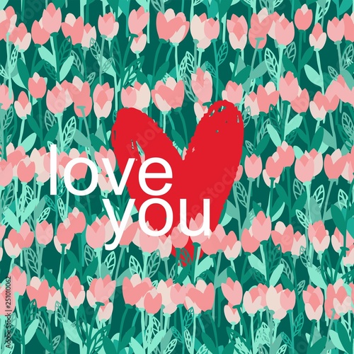 Seamless pattern with a bouquet of tulips