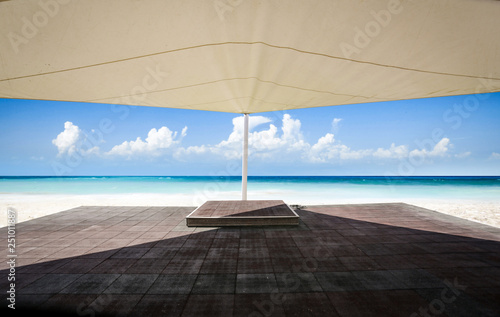 Desk of free space and beach background  © magdal3na