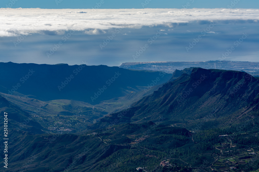 Gran Canaria island mountains landscape, view from highest peak Pico de las Nieves