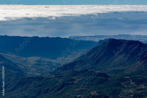 Gran Canaria island mountains landscape, view from highest peak Pico de las Nieves