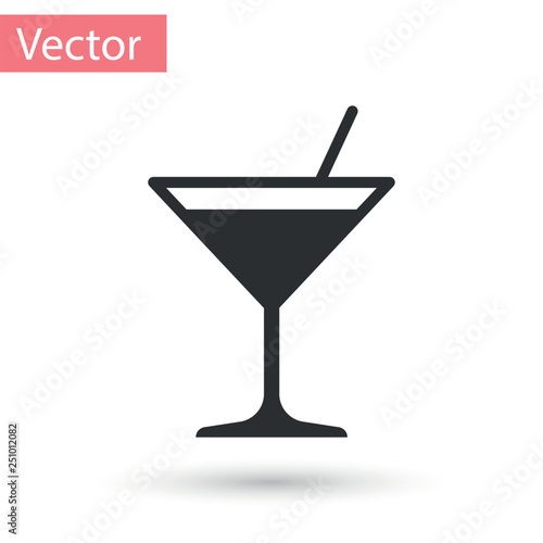 Grey Martini glass icon isolated on white background. Cocktail icon. Wine glass icon. Vector Illustration
