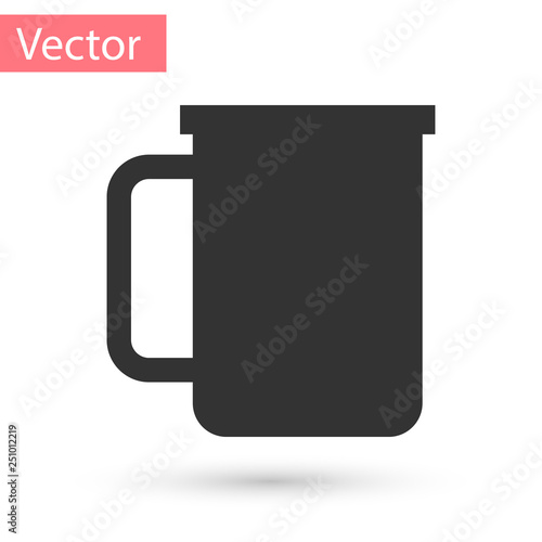 Grey Coffee cup flat icon isolated on white background. Tea cup. Hot drink coffee. Vector Illustration