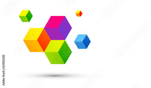 cubi, coesione, cubo, sfondo, illusione ottica,  photo