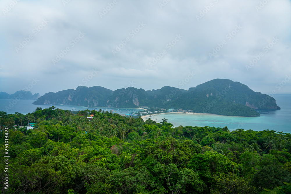 Beautiful Tropical Beach PP Island, Krabi, Phuket, Thailand. blue ocean background Summer view Sunshine at Sand and Sea Asia Beach Destinations 