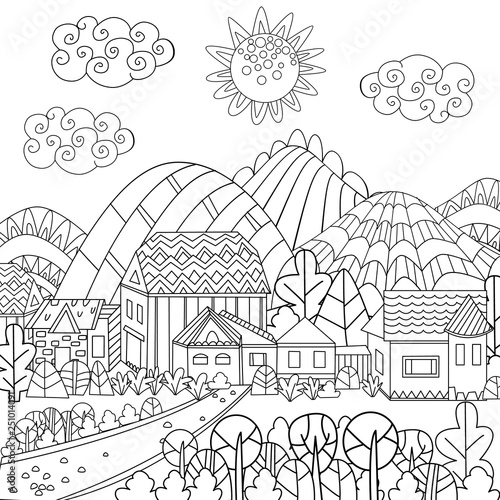 fancy cityscape for your coloring page