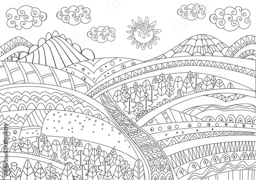 fancy landscape for your coloring page