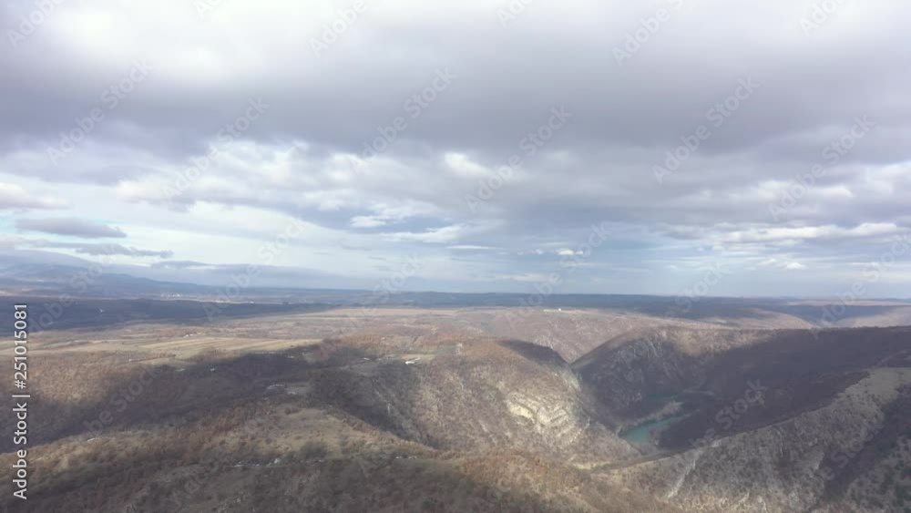 Clouds and landscape by autumnal day with river Timok flow 4K aerial video Clouds and landscape by autumnal day with river Timok flow 4K aerial video