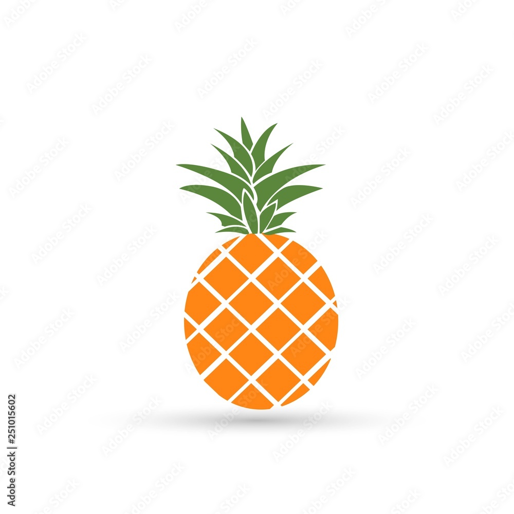 Pineapple vector illustration isolated on white background. Summer tropical fruit stylized modern trendy design, simple sign, logo. Noise texture shadow. Vegetarian organic food, detox. Pineapple vector illustration isolated on white background. Summer tropical fruit stylized modern trendy design, simple sign, logo. Noise texture shadow. Vegetarian organic food, detox.