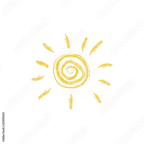 Drawing of sun. Vector illustration