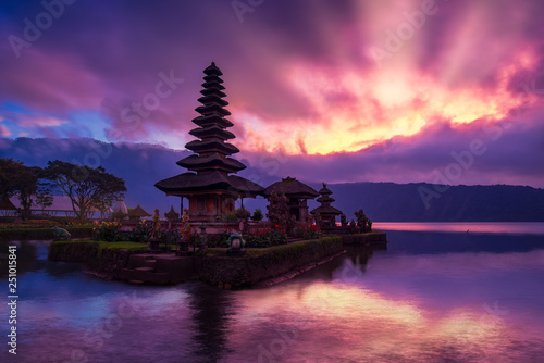 Pura Ulun Danu Bratan  Hindu temple. Is Important landmark of famous tourist attraction in Bali  Indonesia