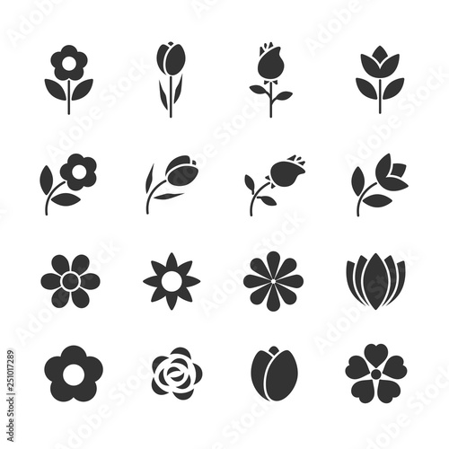 Photo Vector set of flowers icons.