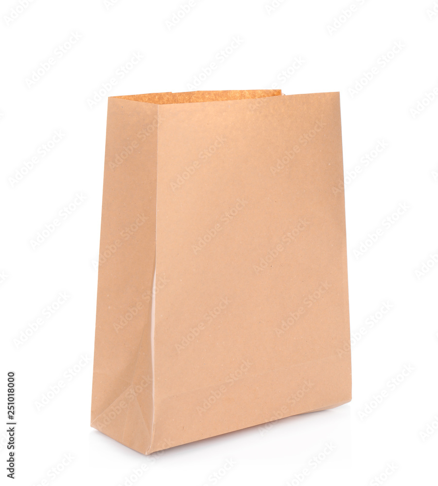 Paper bag isolated on white. Mockup for design Paper bag isolated on white. Mockup for design