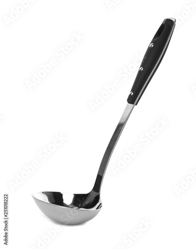 Foto Soup ladle on white background. Kitchen utensils