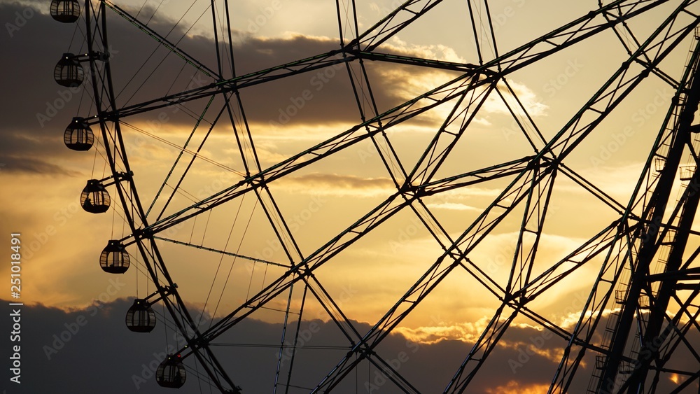 sunset ferris wheel at kasai rinkai park sunset ferris wheel at kasai rinkai park