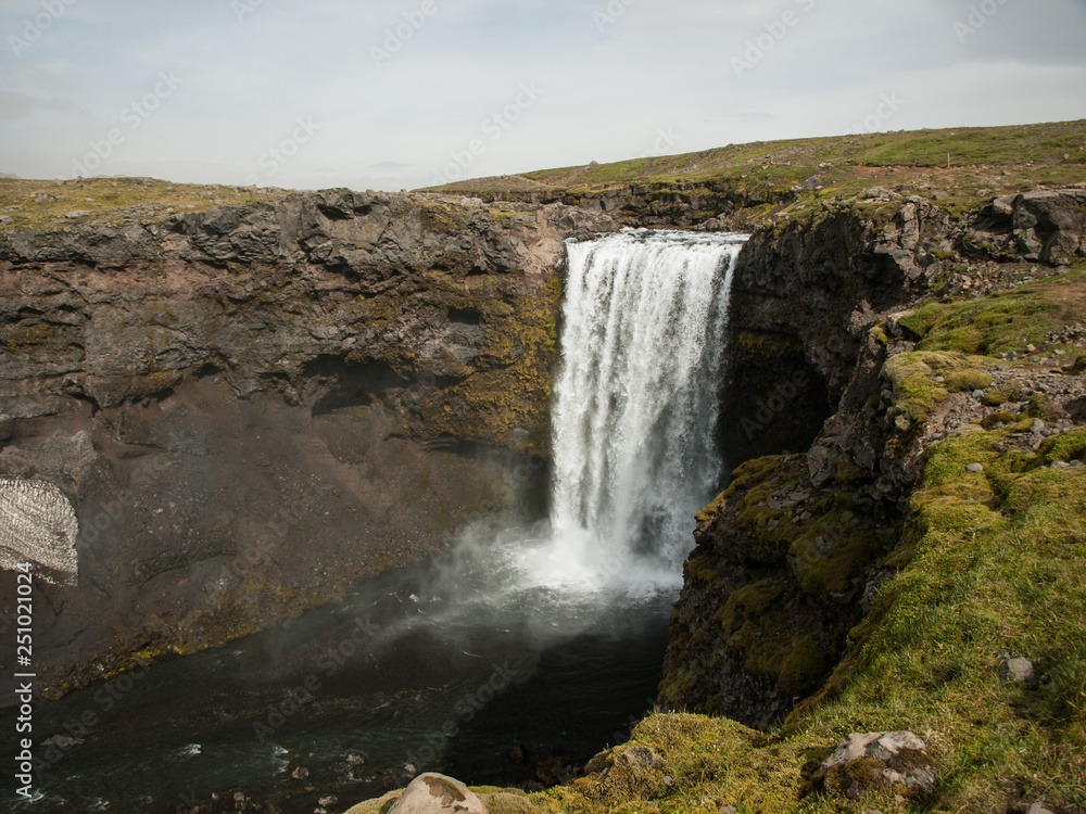 A beautiful waterfall close to Skógafoss. Iceland, perfect destination for hikers. The Legendary Laugavegur Trek. A beautiful waterfall close to Skógafoss. Iceland, perfect destination for hikers. The Legendary Laugavegur Trek.