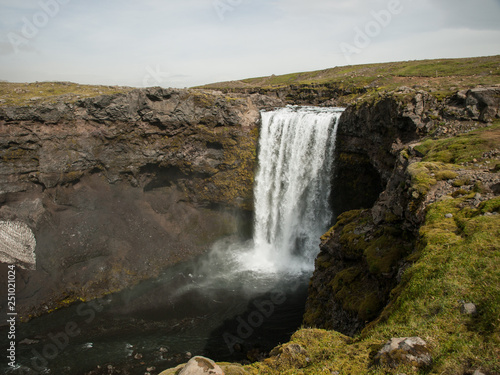 A beautiful waterfall close to Sk  gafoss. Iceland  perfect destination for hikers. The Legendary Laugavegur Trek.