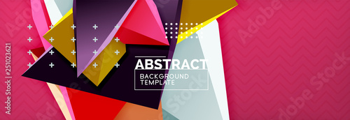 3d triangular shapes geometric background. Origami style pattern with triange shapes for decorative design. Poster design. Line design. Modern presentation template