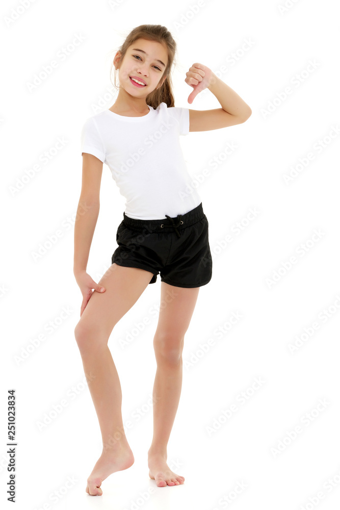 Little girl in a white T-shirt. Little girl in a white T-shirt.