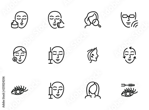 Cosmetology line icon set