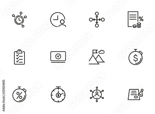 Time management line icon set