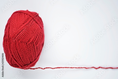 knot of red knitting yarn