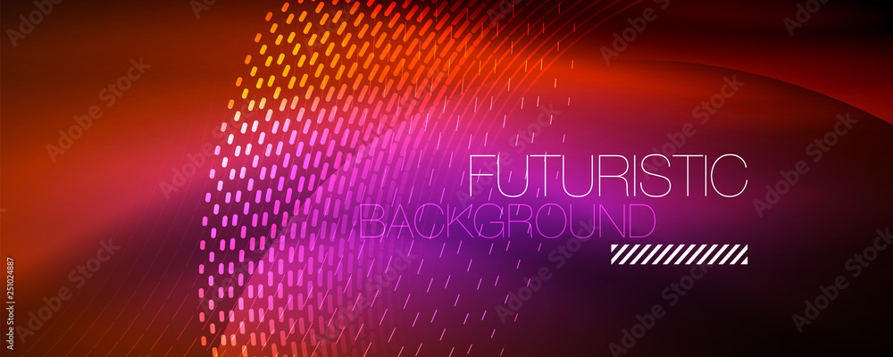 Glowing light particles in dark neon space, magic glow shiny abstract background Glowing light particles in dark neon space, magic glow shiny abstract background