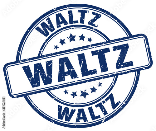 waltz blue grunge round vintage rubber stamp