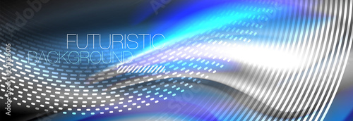 Fluid colors mixing glowing neon wave background, holographic texture