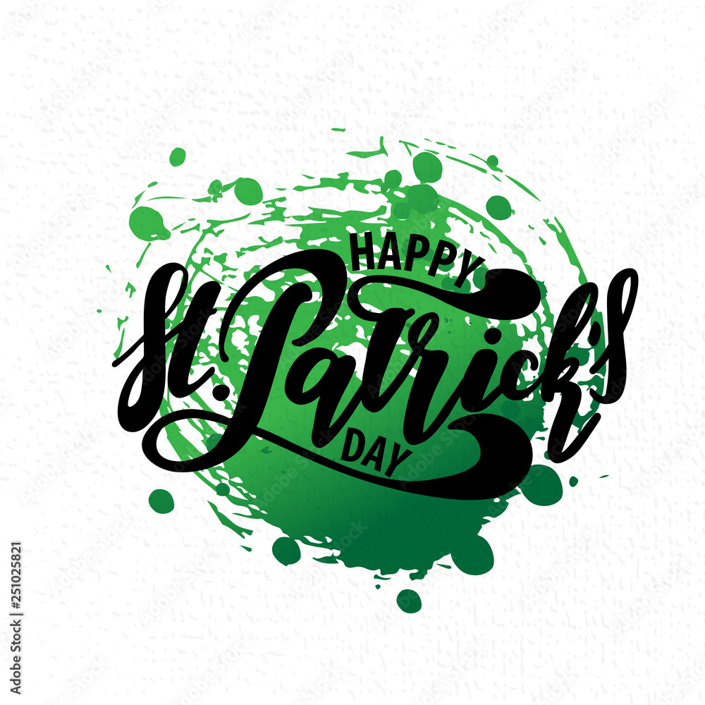 Naklejka premium Vector illustration: Handwritten elegant modern brush lettering composition of Happy St Patrick's Day