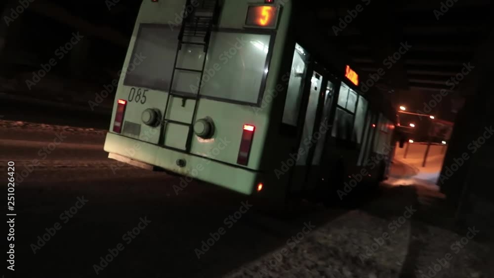 Electric bus rides at night Electric bus rides at night