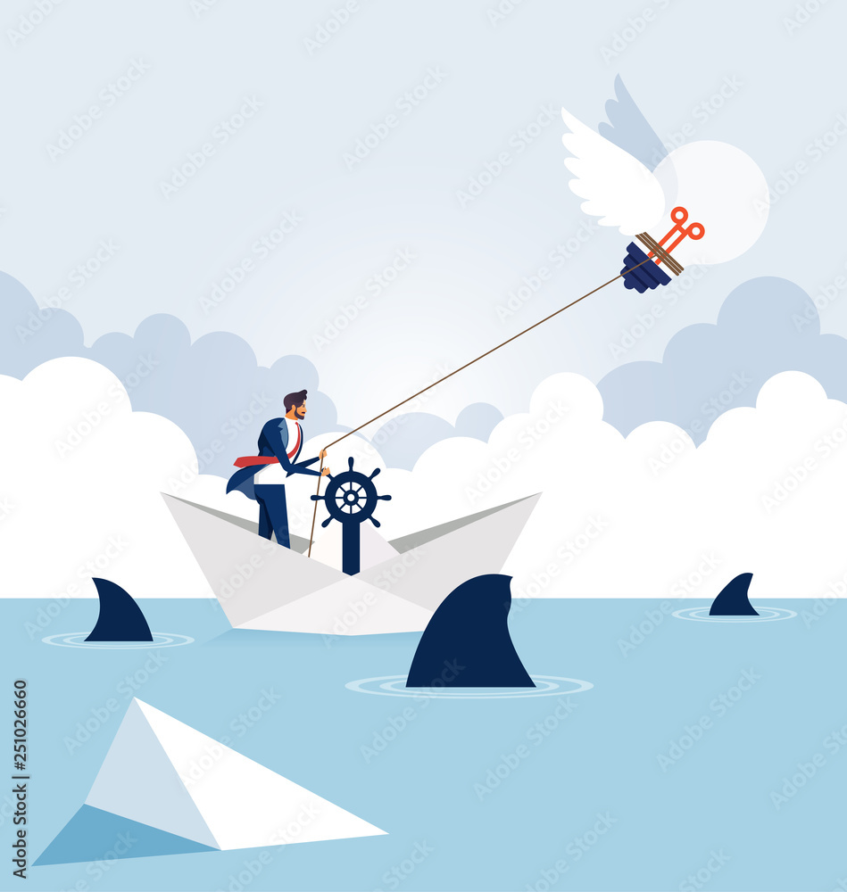 Businessman with Light bulb on paper boat Businessman with Light bulb on paper boat