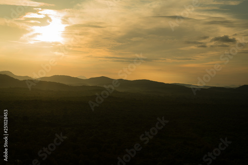 sunrise over the hills of sigiriya in Sri Lanka