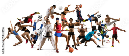 Huge multi sports collage taekwondo, tennis, soccer, basketball, etc