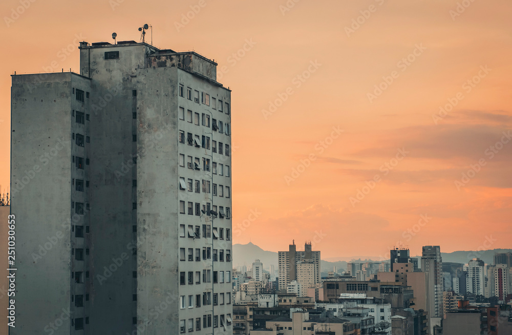 Fototapeta premium Urban Sunset City Buildings