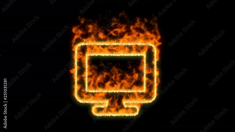 desktop symbol inflames. Then disappears. In - Out loop. Alpha channel Premultiplied - Matted with color black desktop symbol inflames. Then disappears. In - Out loop. Alpha channel Premultiplied - Matted with color black