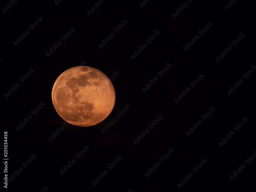 Obraz premium Full moon over closeup. Full moon on dark sky.