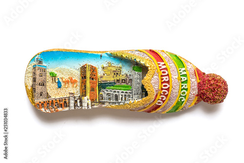 Morocco fridge magnet isolated on white background.