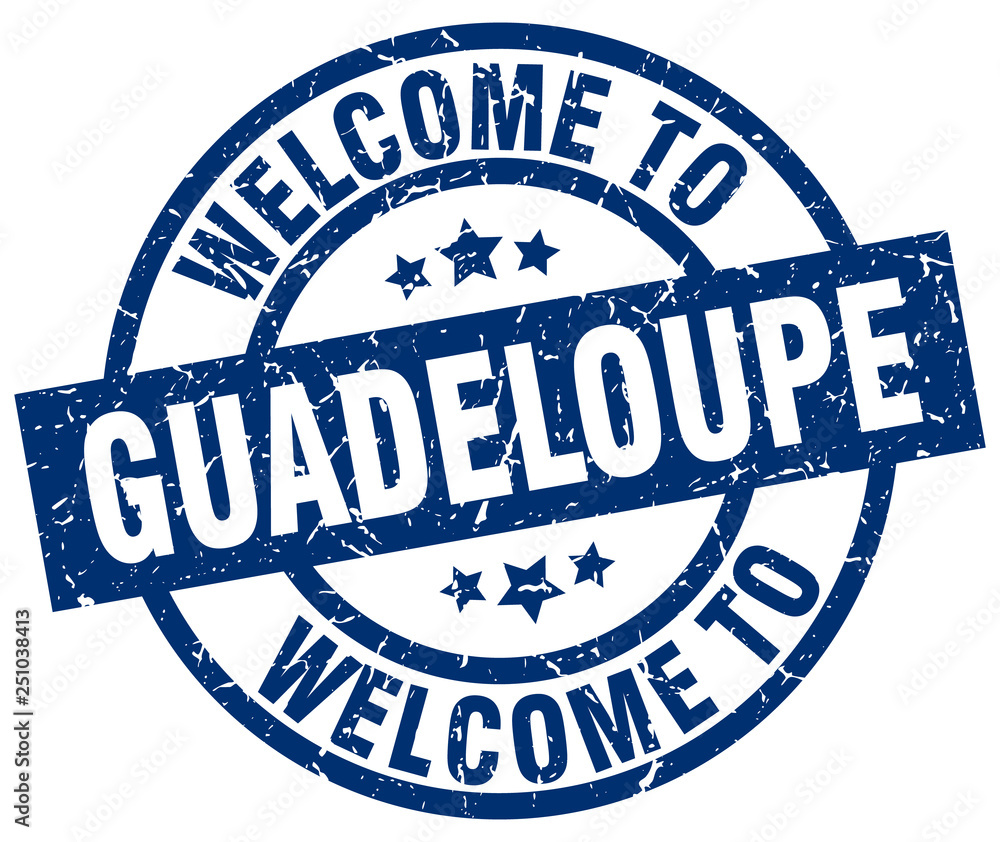 welcome to Guadeloupe blue stamp welcome to Guadeloupe blue stamp