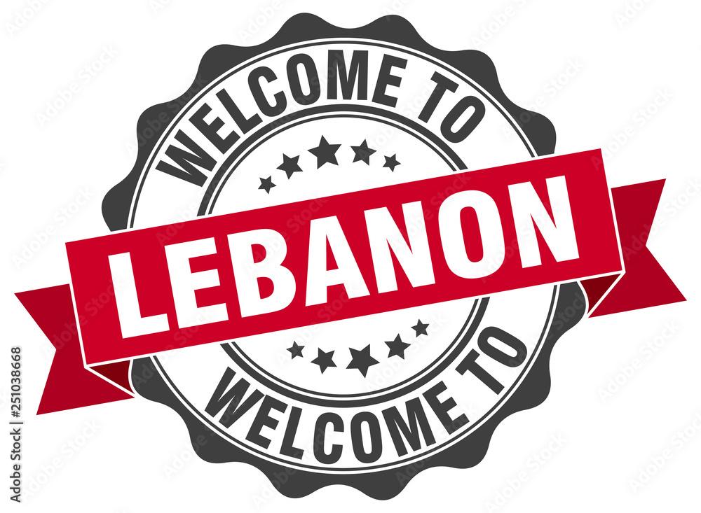 Fototapeta premium Lebanon round ribbon seal