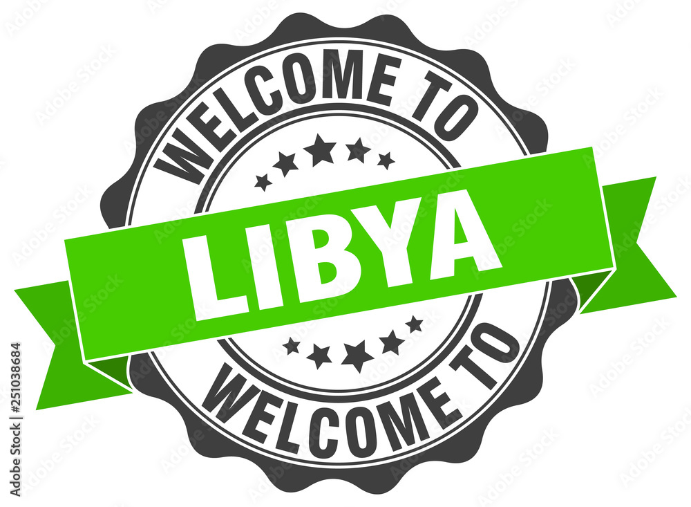 Obraz premium Libya round ribbon seal