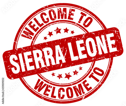 welcome to Sierra Leone red round vintage stamp