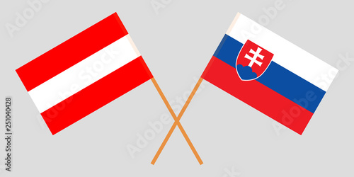 Slovakia and Austria. The Slovakian and Austrian flags. Official colors. Correct proportion. Vector