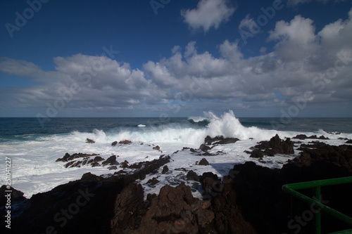 big view from waves at tenerife island