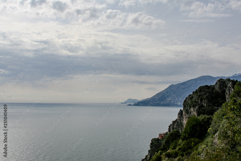 clear view over the amalfi coast with clouds